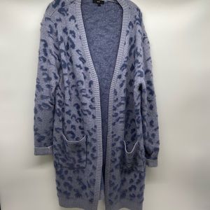 Fate fuzzy animal print duster open cardigan